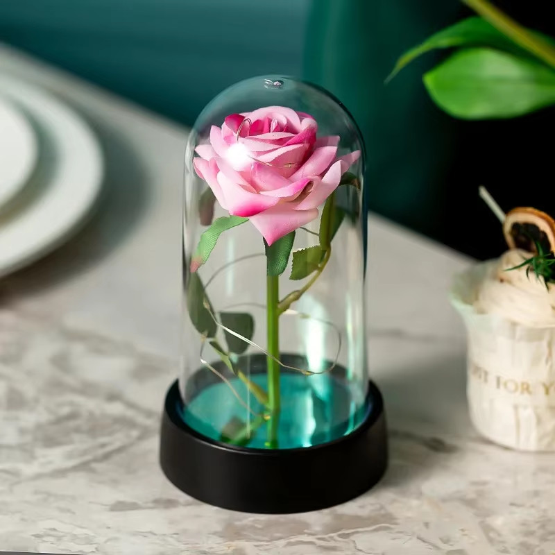 Wedding Birthday Valentine Day Gift Eternal Rose Flower Colorful Luminous Orname