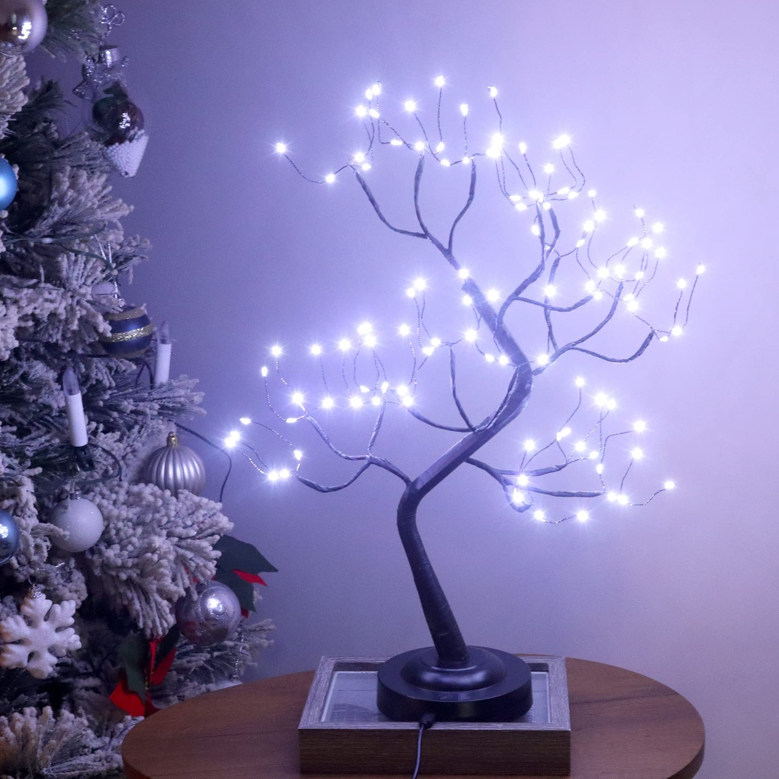 108 LED Tabletop Tree Light, 20 Inch Lighted Artificial Bonsai Cool White