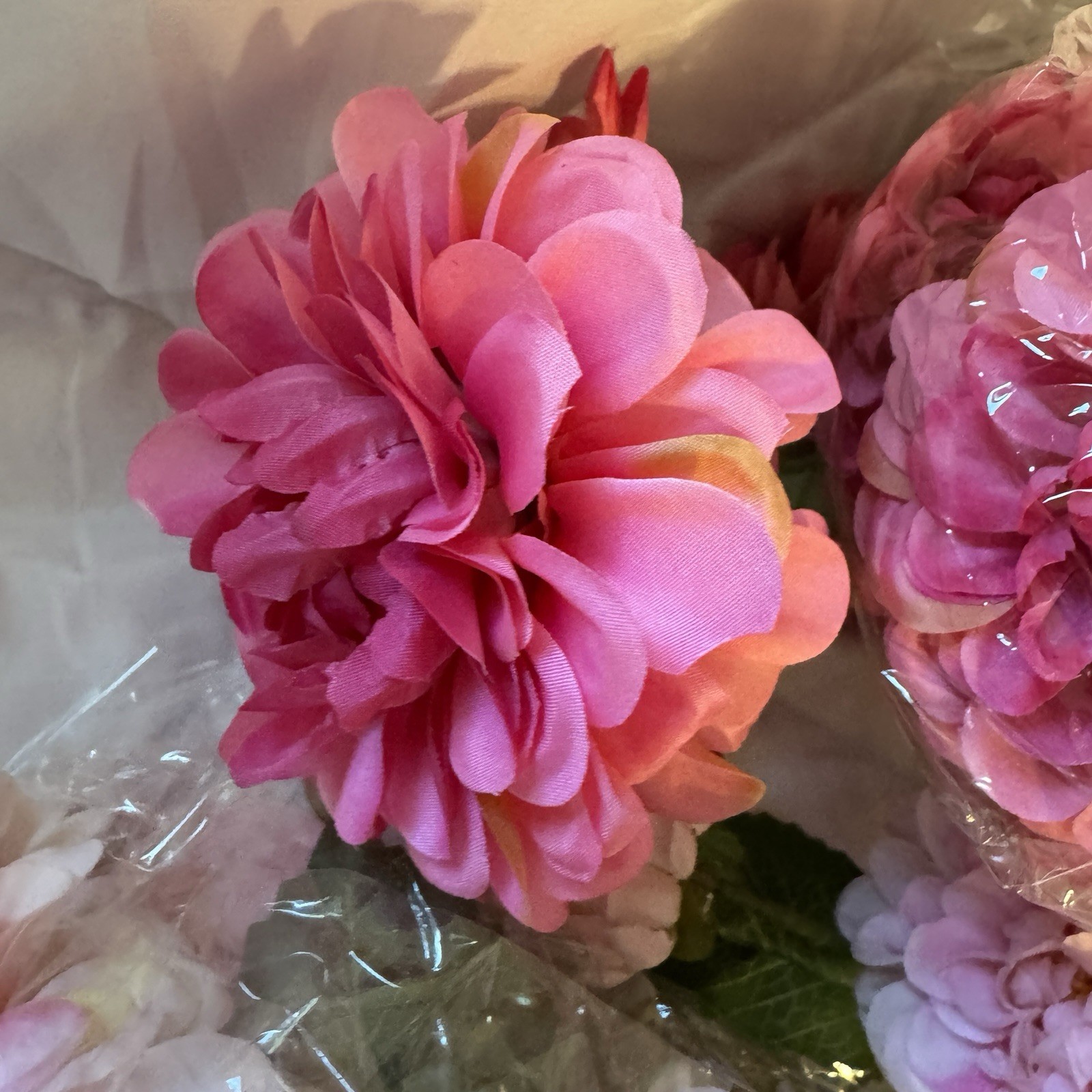 Lot of 12 Artificial Dahlia Flower Stems Pink Purple Faux Floral Picks 28” Decor
