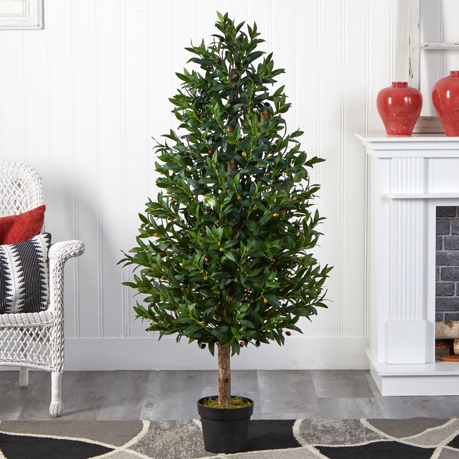 4.5’ Olive Cone Topiary Artificial Tree UV (Indoor/Outdoor) Decor. Retail $230