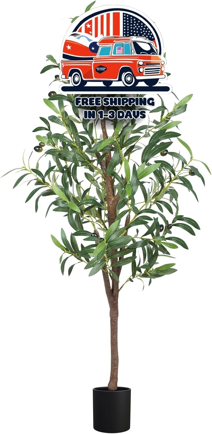 Planta artificial de seda en maceta con tronco, 436 hojas realistas y 16 frutos