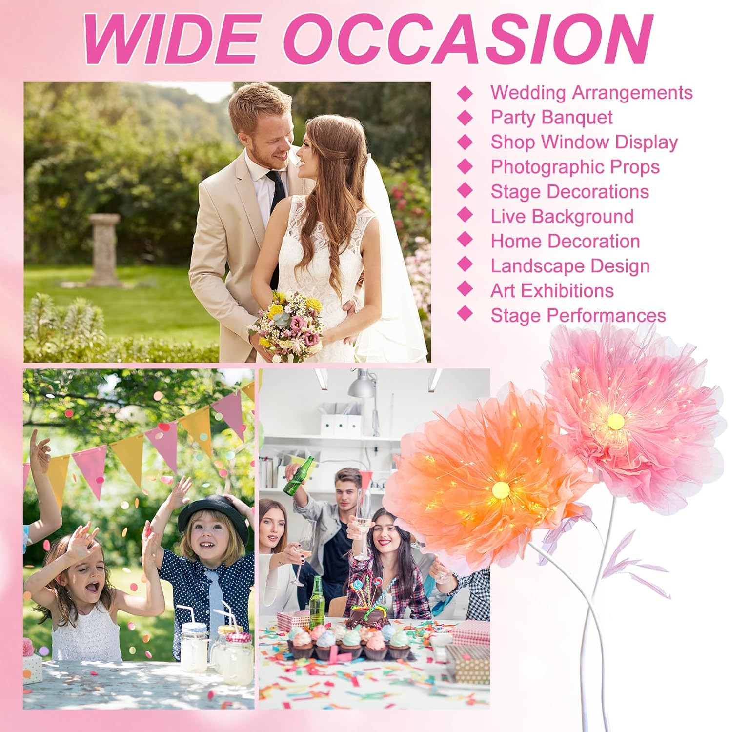 DIY Giant Peony Flower Kit with Glowing Core for Wedding & Home Decor