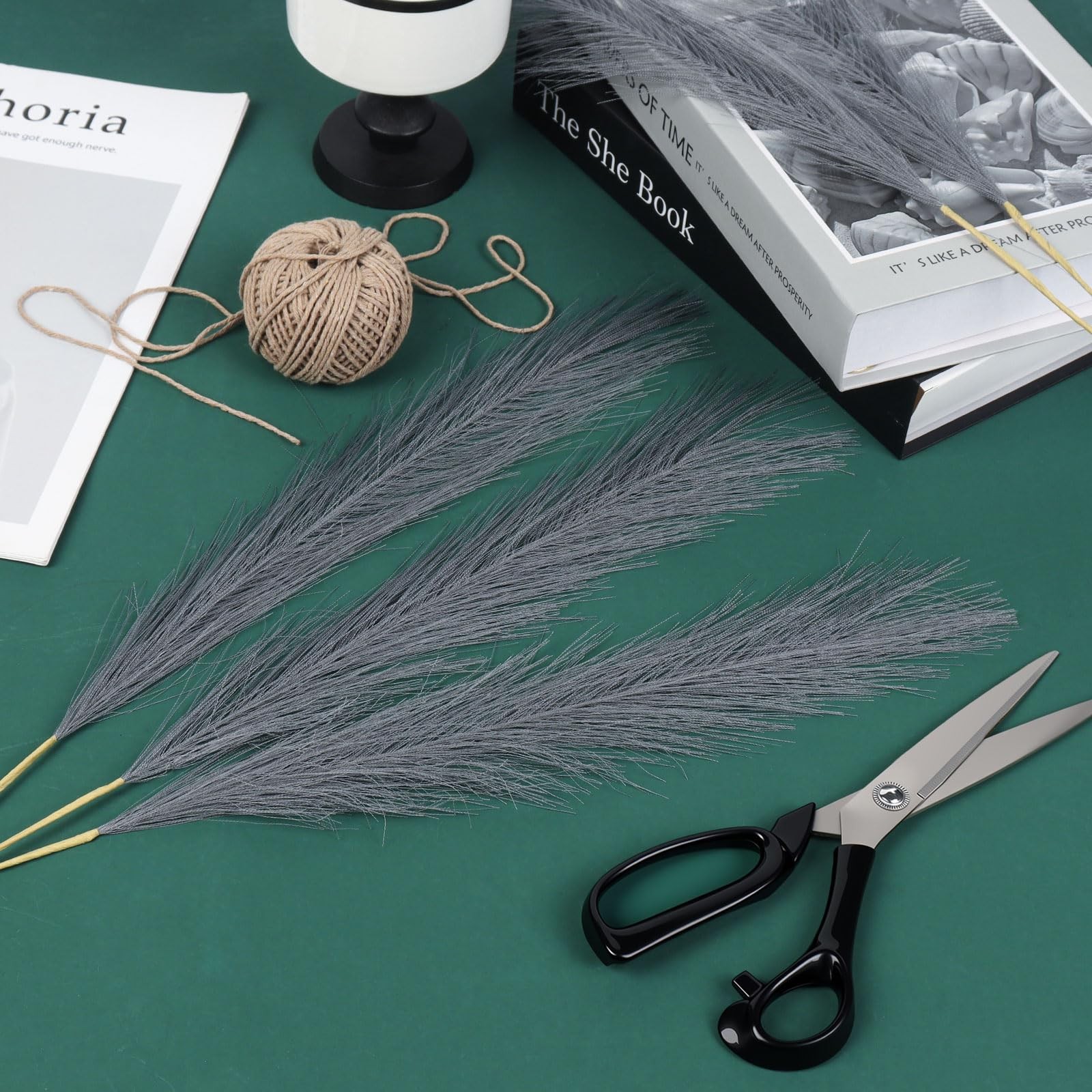 21 Inch Gray Artificial Faux Pampas Grass Small Vase Filler Decor 30 PCS