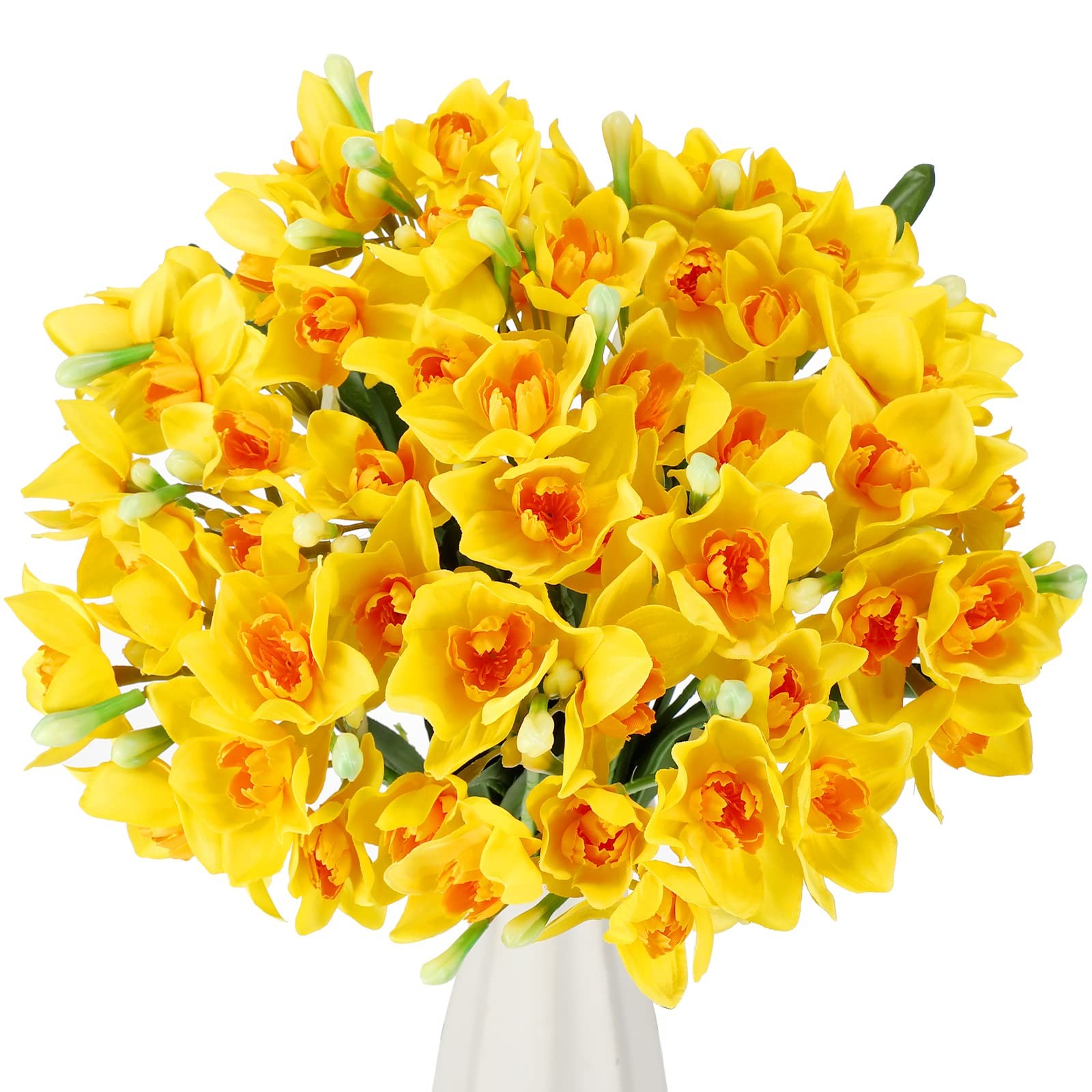Artificial Plant 48 x Faux Daffodils, 18.1 inches Narcissus Spring Flower, Ye…