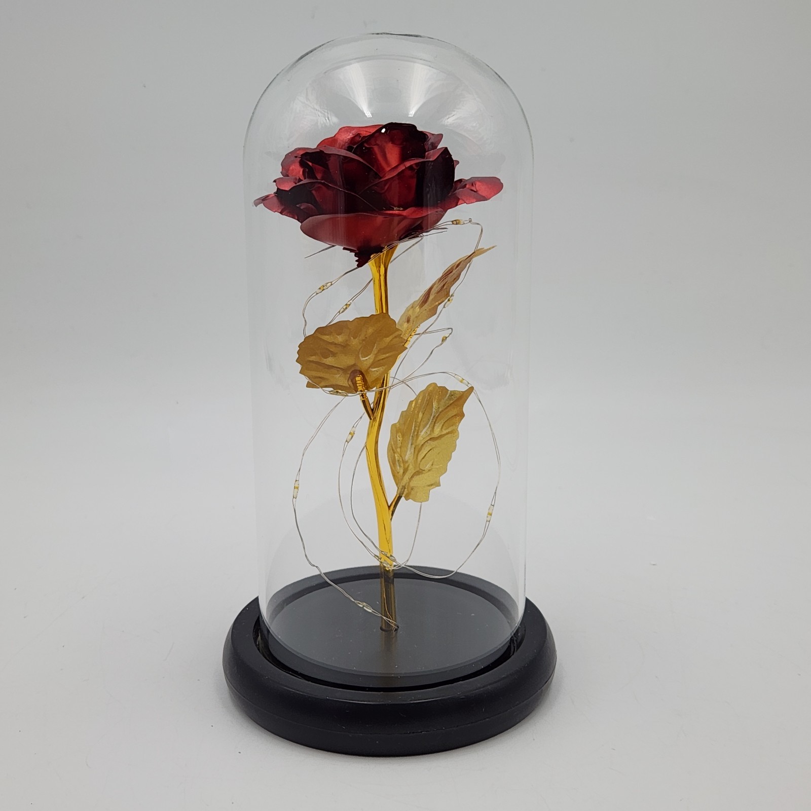 Rose In Glass Dome LED Night Light Flower Anniversaries Holidays