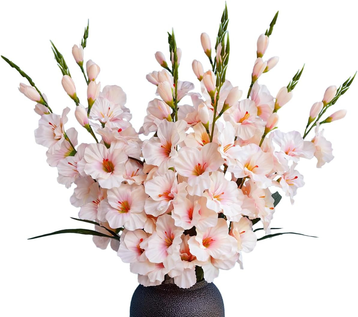 Pack of 10 Pink Artificial Gladiolus & Dendrobium Flowers for Decor