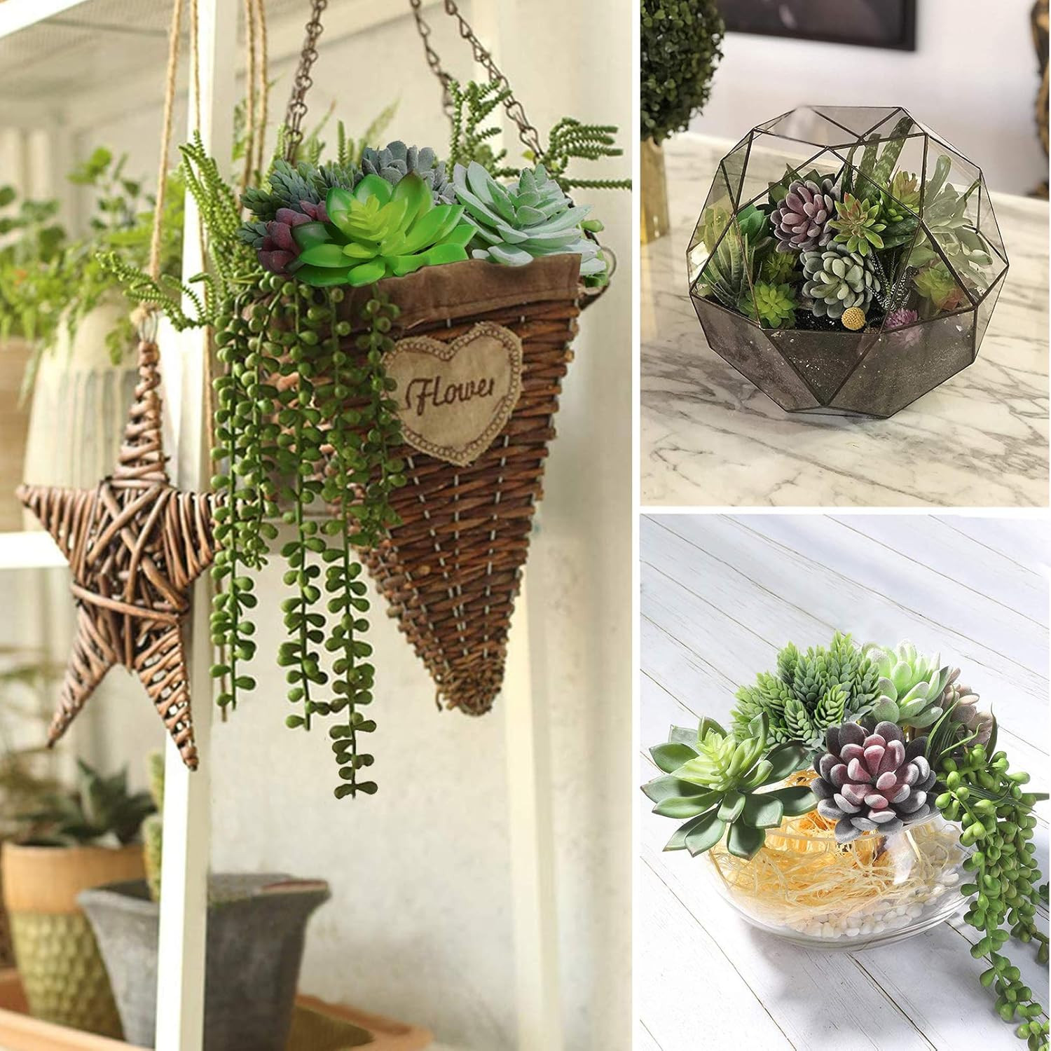 Artificial Succulent Plants – 16 Pcs Set Faux Succulents Unpotted Fake Succulent