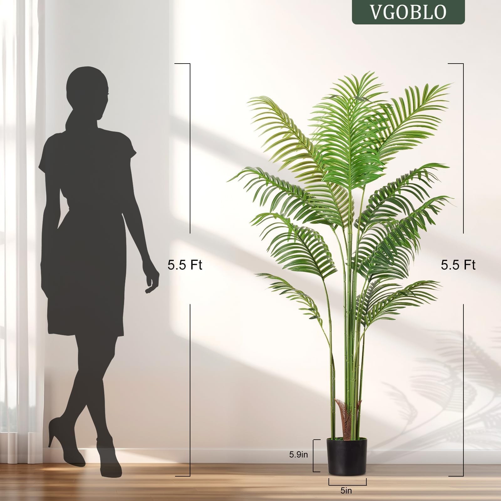 Artificial Palm Tree 5.5FT Tall Fake Tree Nearly Natural Large Tropical Faux …