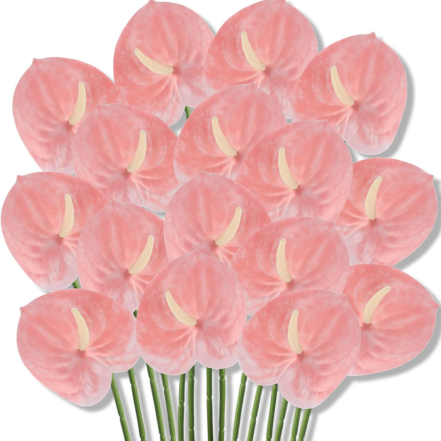 20 Pcs Pink Artificial Anthurium Flowers for Weddings & Home Decor
