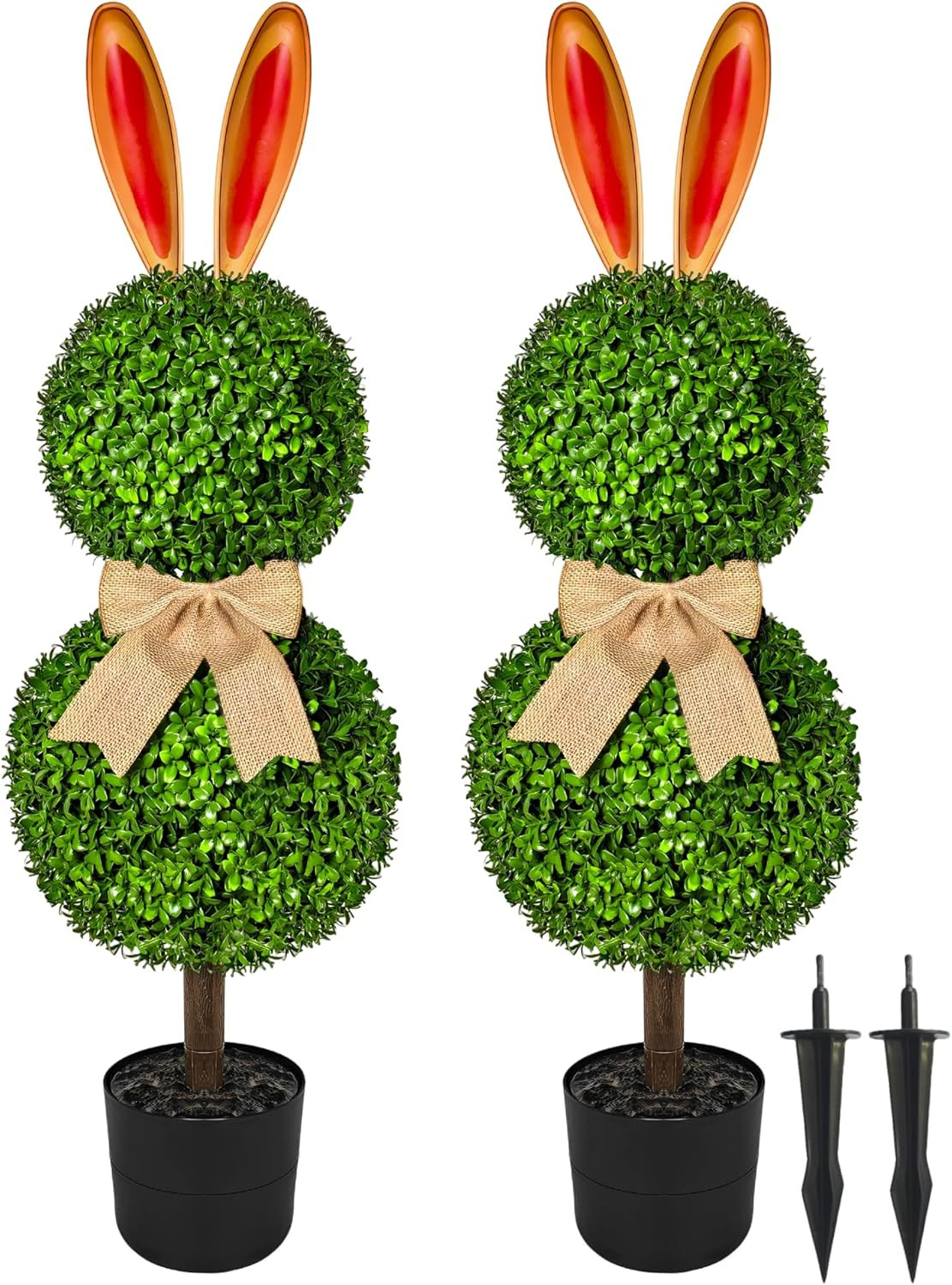 3 Ft Artificial Bunny Topiary Trees – Easter Decor for Indoor & Outdoor