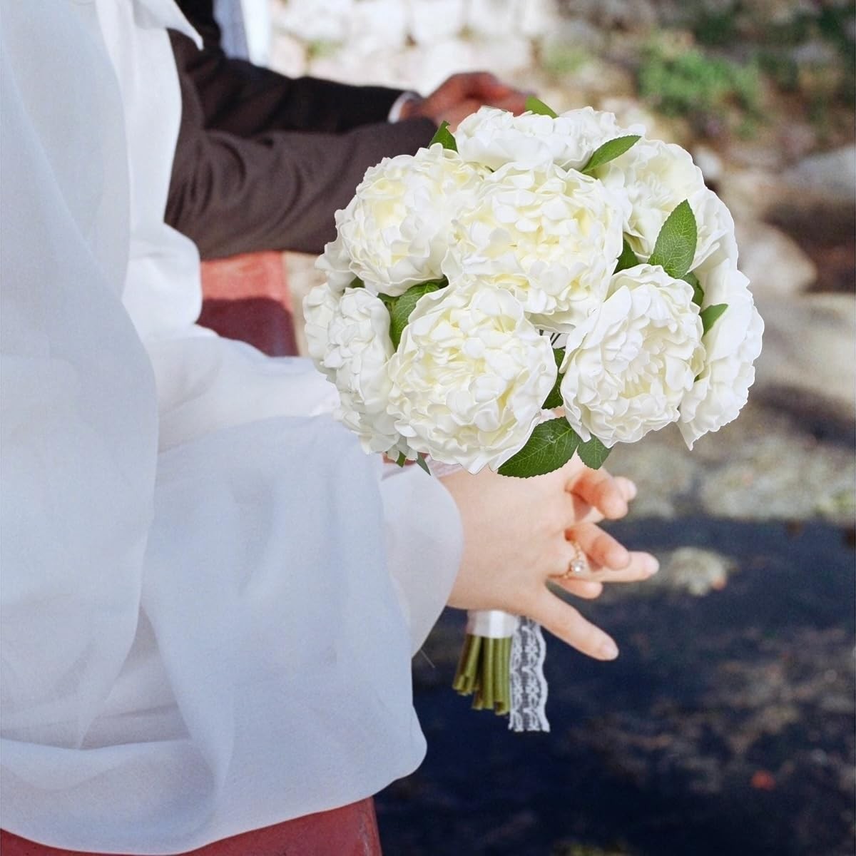 16 PCS 4 Inch Ivory Peonies Artificial Flowers Bulk Fake Peony Foam Bouquet