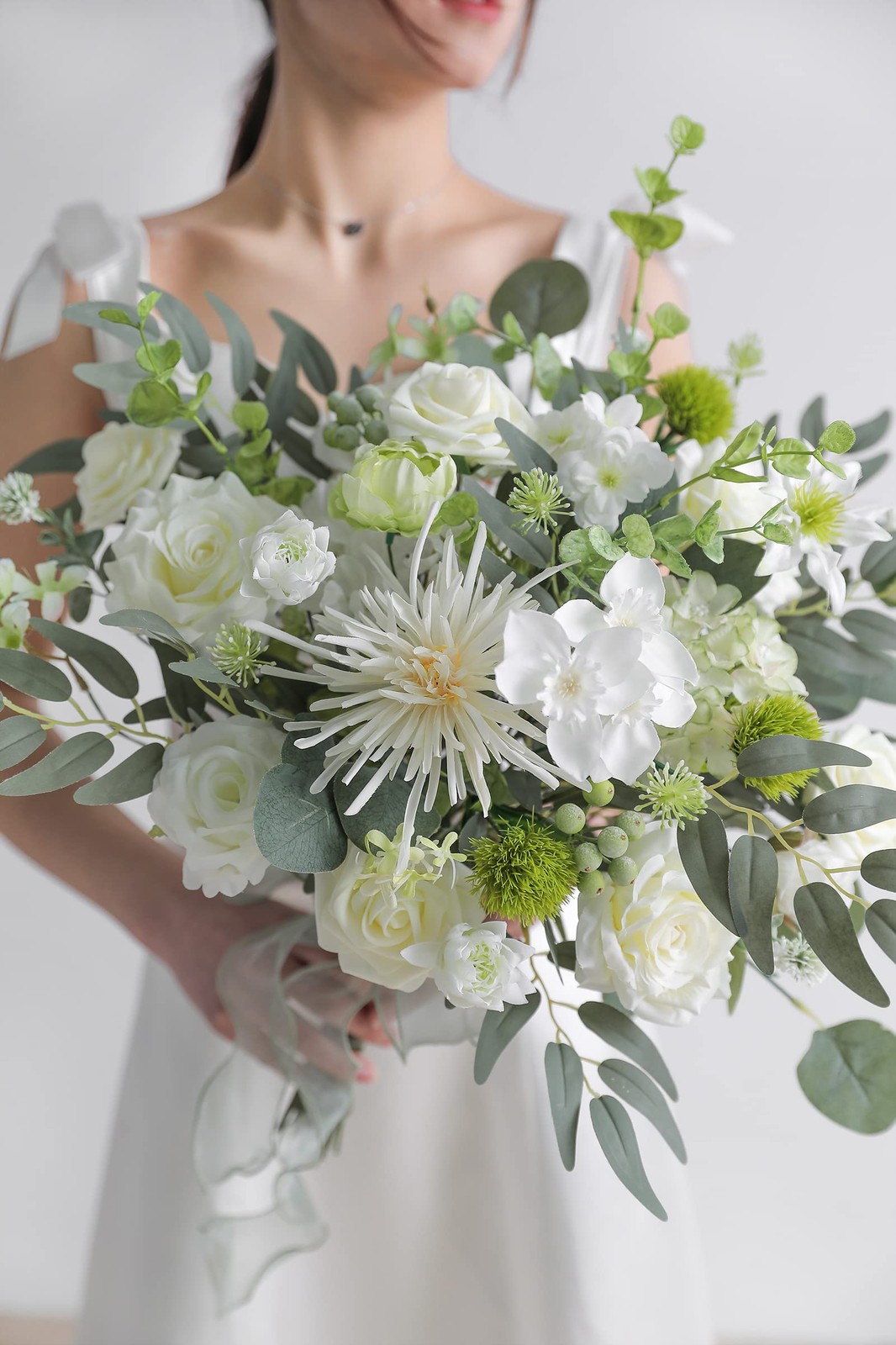 White Artificial Flower Box Set Silk Fake Flowers For DIY Wedding Decor