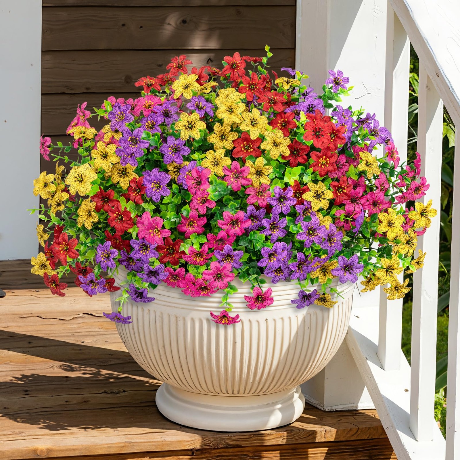 20 Bundles Artificial Flowers for Outdoors, Fake Silk Flowers UV Mixed Color