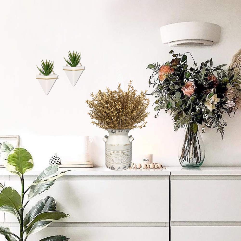 Artificial Plants for Christmas, Fake Golden Spiky Leaf Grass Plant Flowers F…