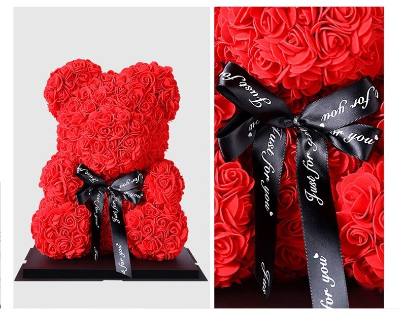 Wedding Rose Teddy Bear With Box For Women Valentines Girlfriend Birthday Gifts