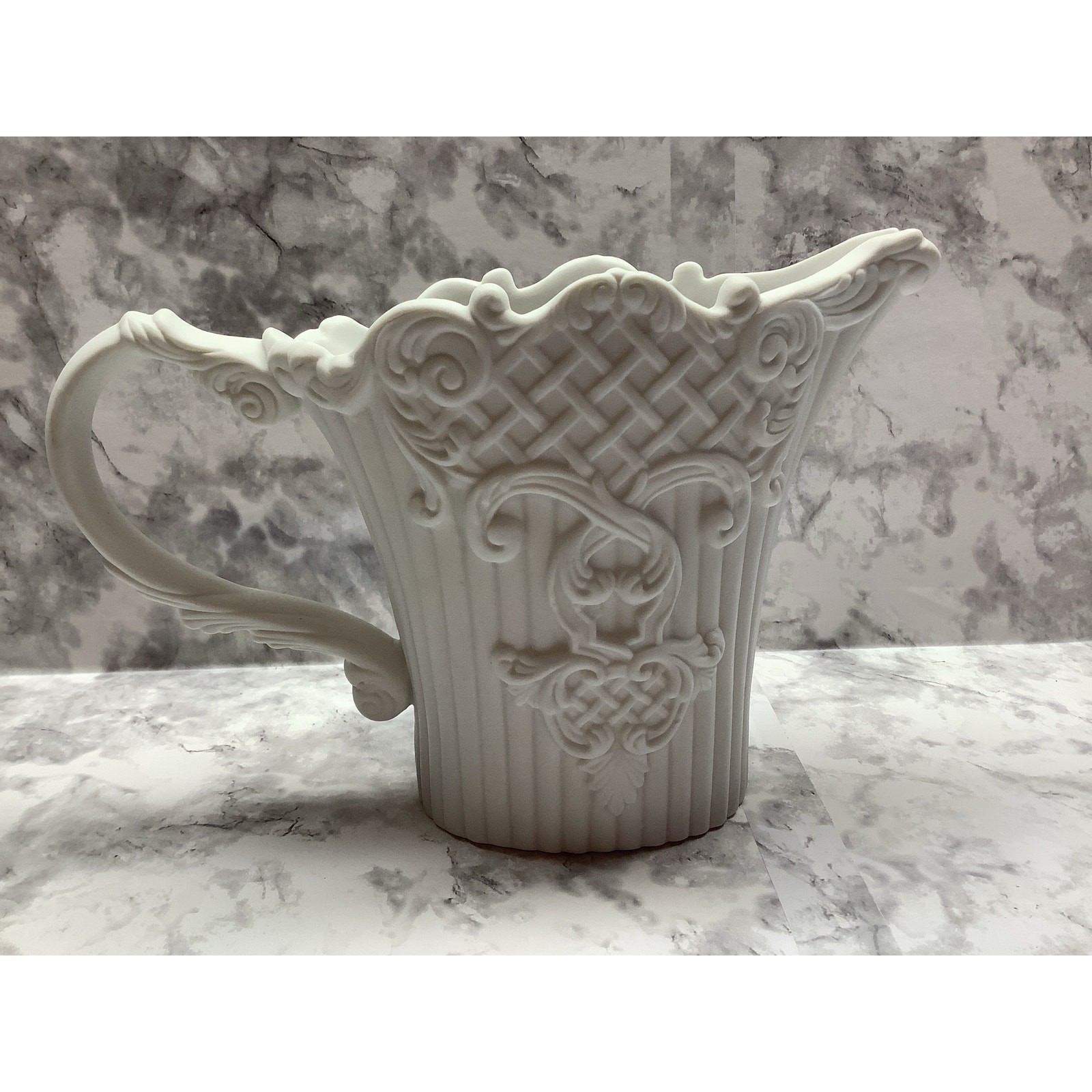 Vintage LBK Pitcher Vase – Ceramic Milky White, Matte Finish – European Style