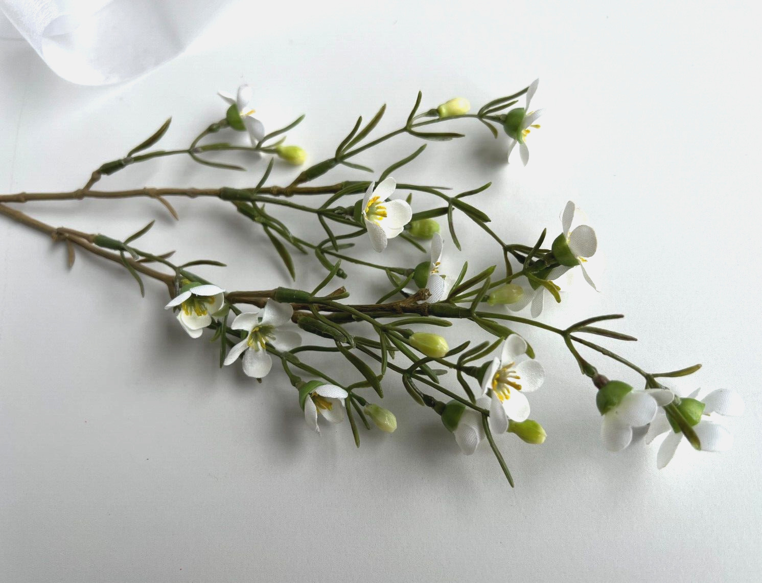 Australian Native Flowers Wax Flower Geraldton Wax Spray White Faux Silk Stem