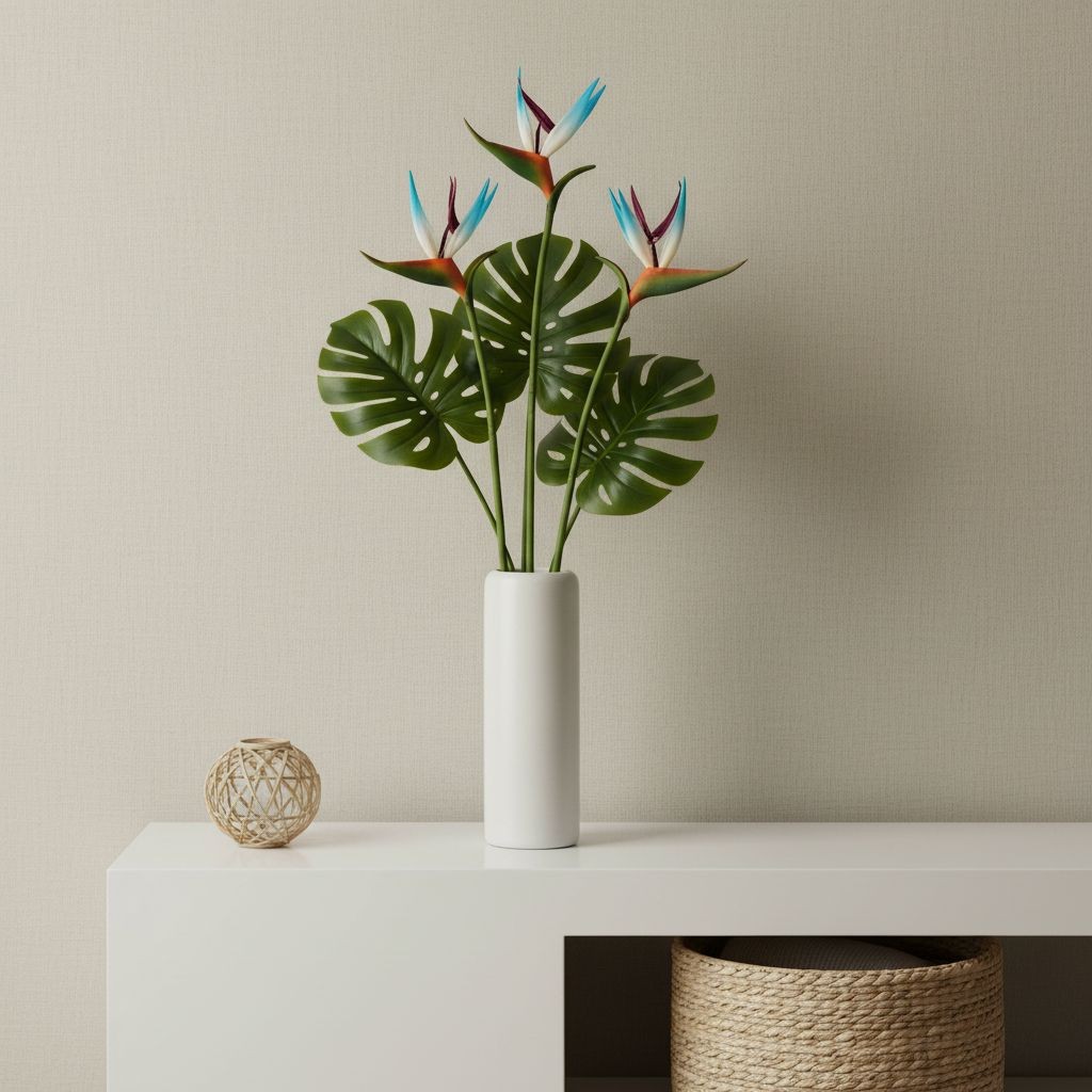 Bird of Paradise Stems Set of 3 Artificial Tropical Flowers 24 Inch Faux Floral