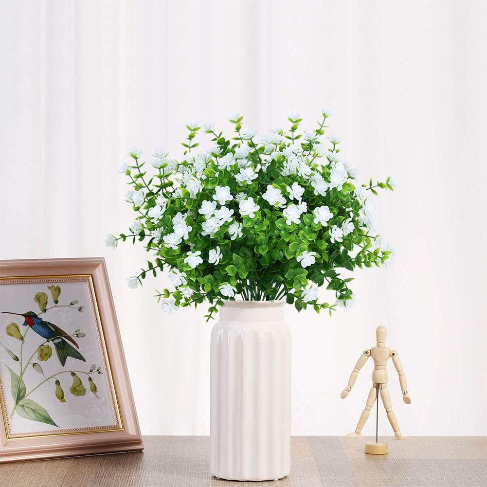KLEMOO Artificial Flowers Fake Outdoor UV Resistant Boxwood Plants Shrubs 4 P…