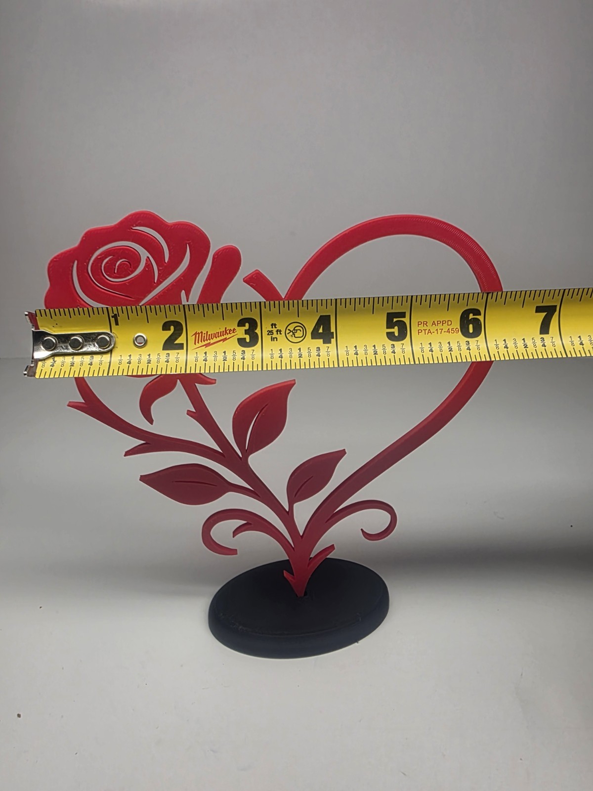Rose Heart 3d Printed Decor With Stand Love Gift Home Decoration