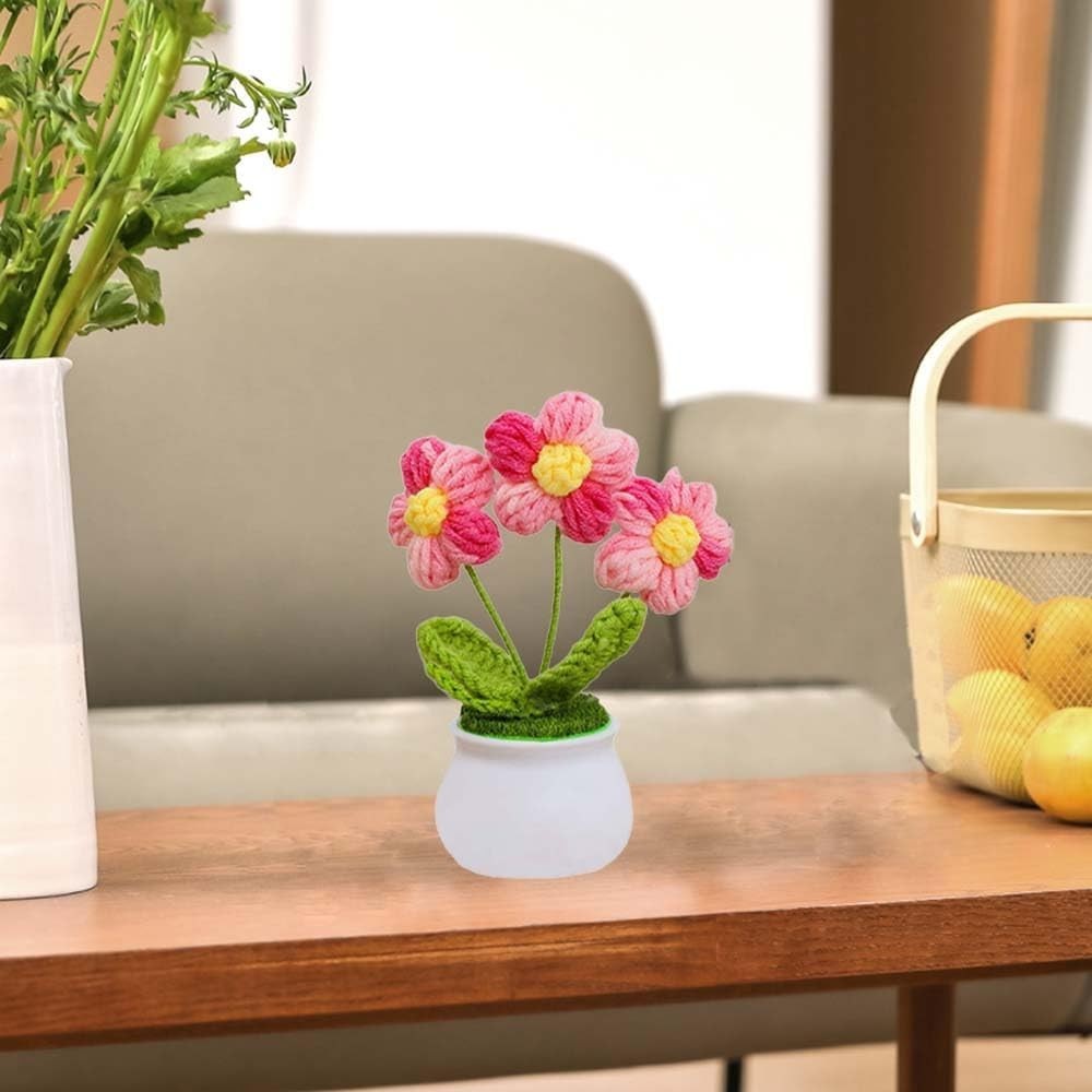 Adorable Mini Knitted Sunflower Potted Plant – Perfect Gift for Any Occasion