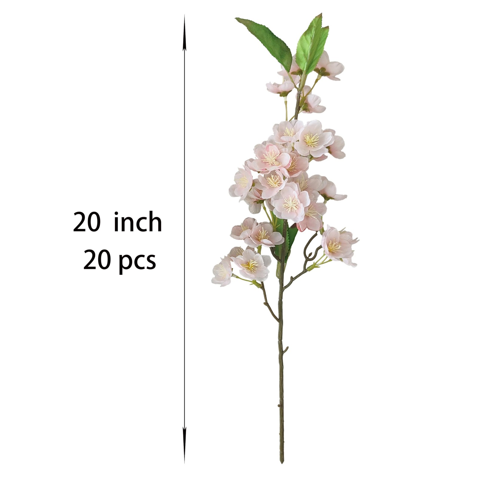 ATFL 20 Pcs Artificial Pink Cherry Blossom Flower, Silk Peach Flowers Fake Pl…