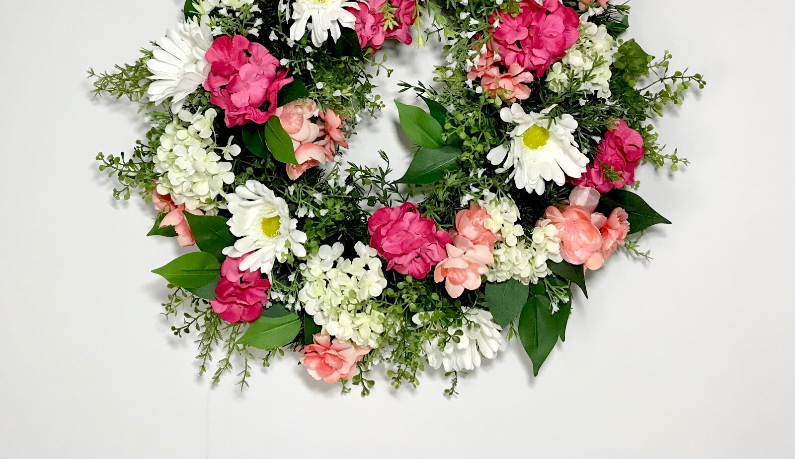 SPRING SUMMER FLORAL EVERGREEN COMPACT WREATH MULTI COLOR DECORATION UNIQUE NEW