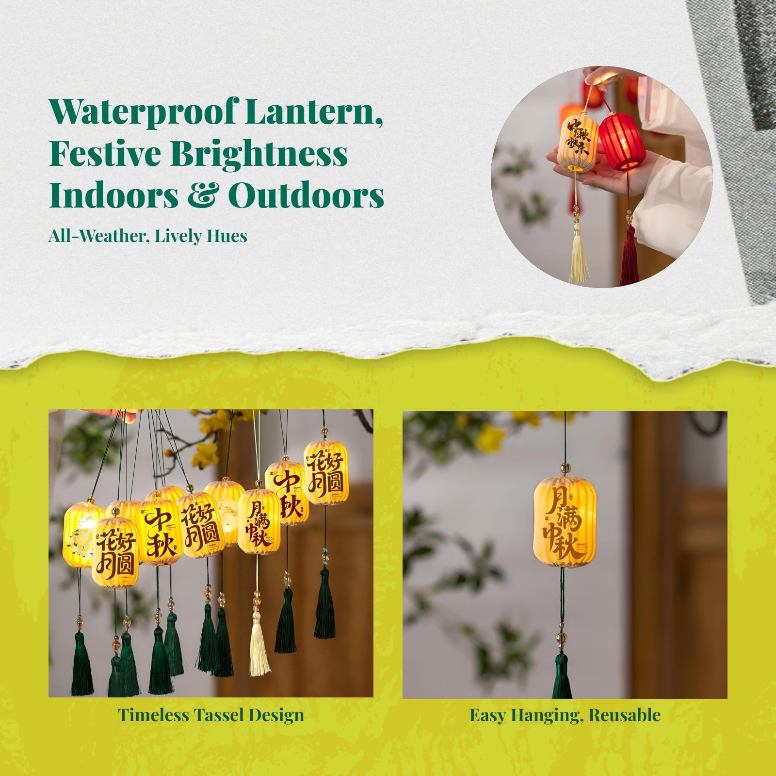 Mid-Autumn Festival Lantern Waterproof Outdoor Hanging Decor