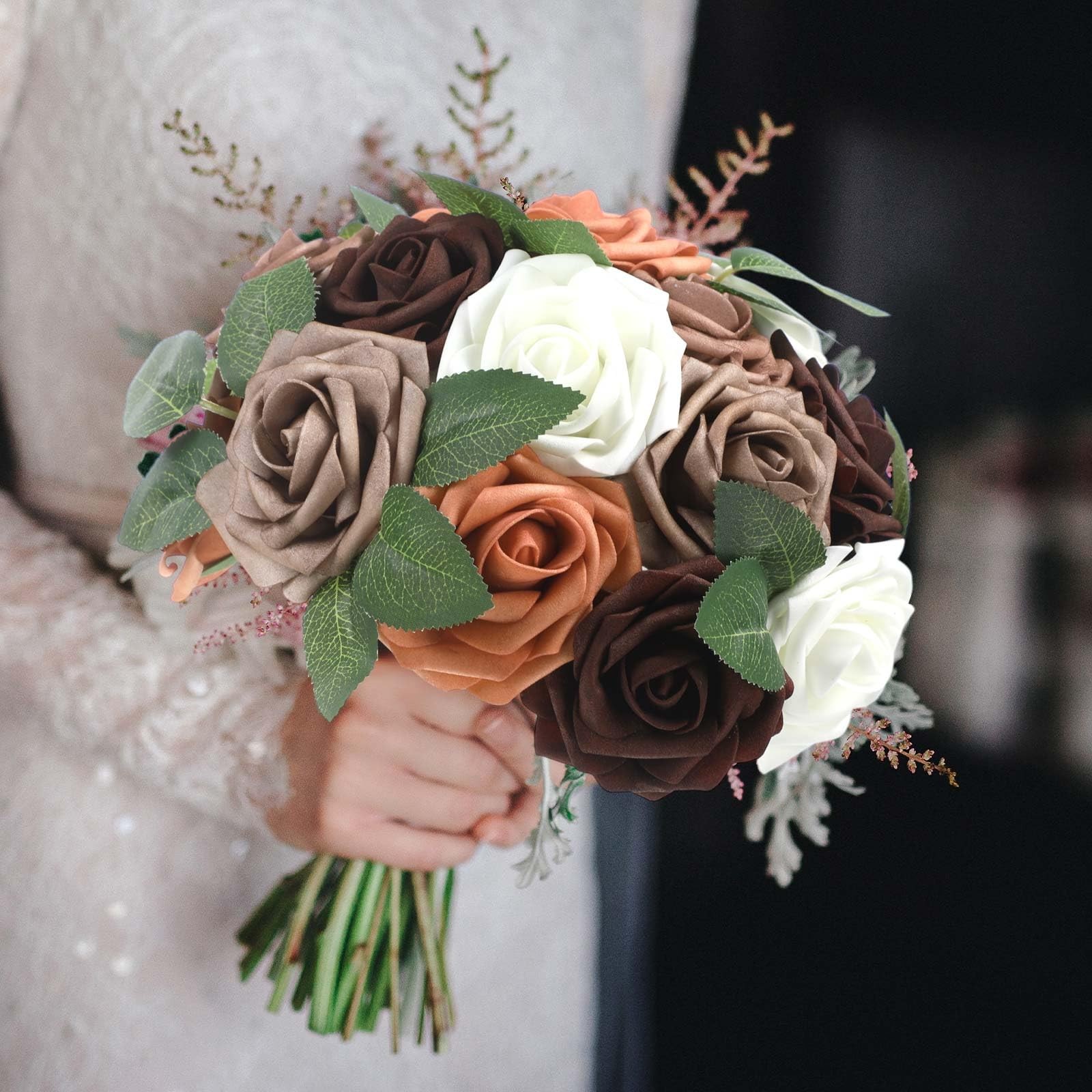 Luinabio 100 Pcs Artificial Foam Rose Flower Faux Bouquet Wedding Fake Rose G…