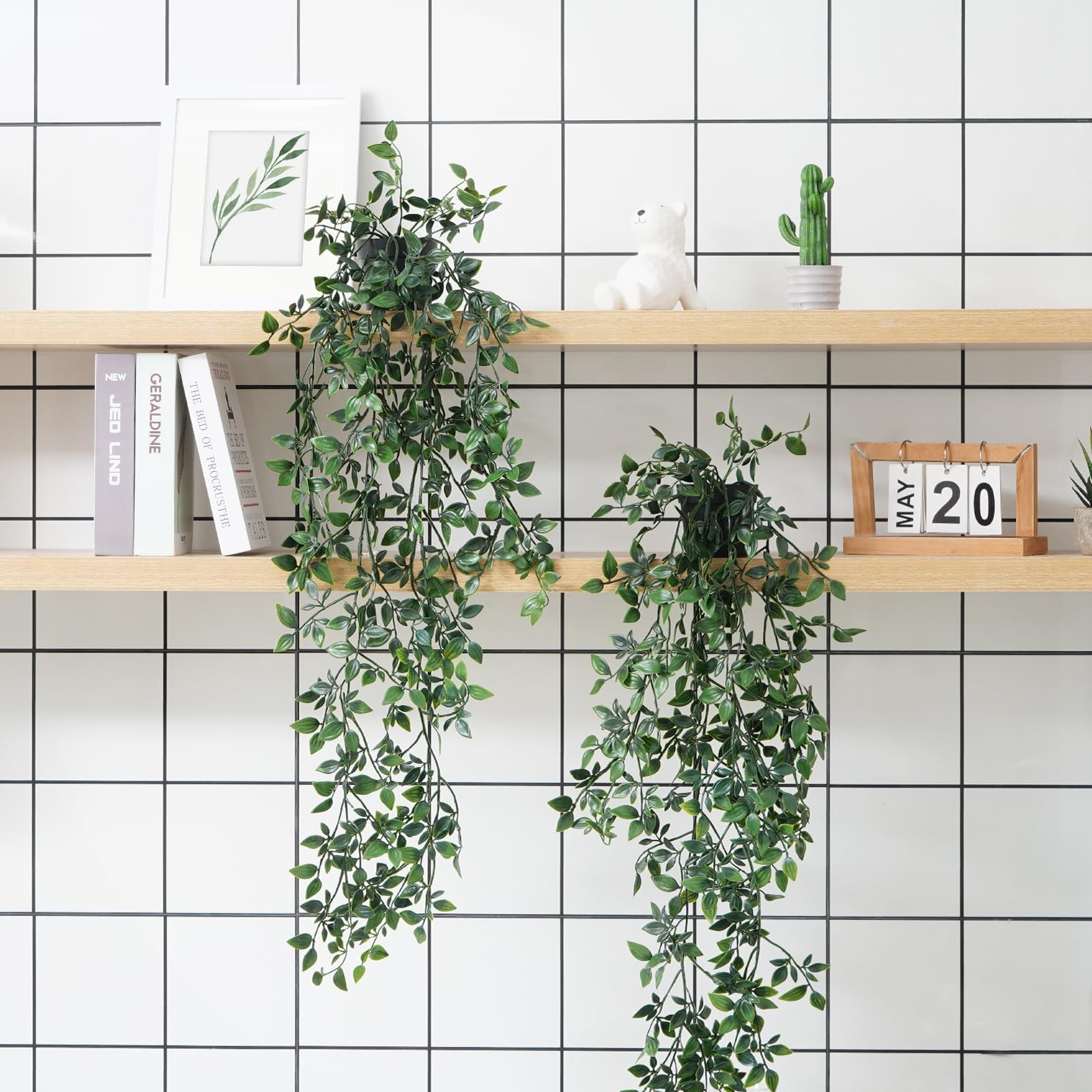Fake Hanging Plants, 2pcs Artificial Hanging Potted Plant, Faux Mandala Vines…
