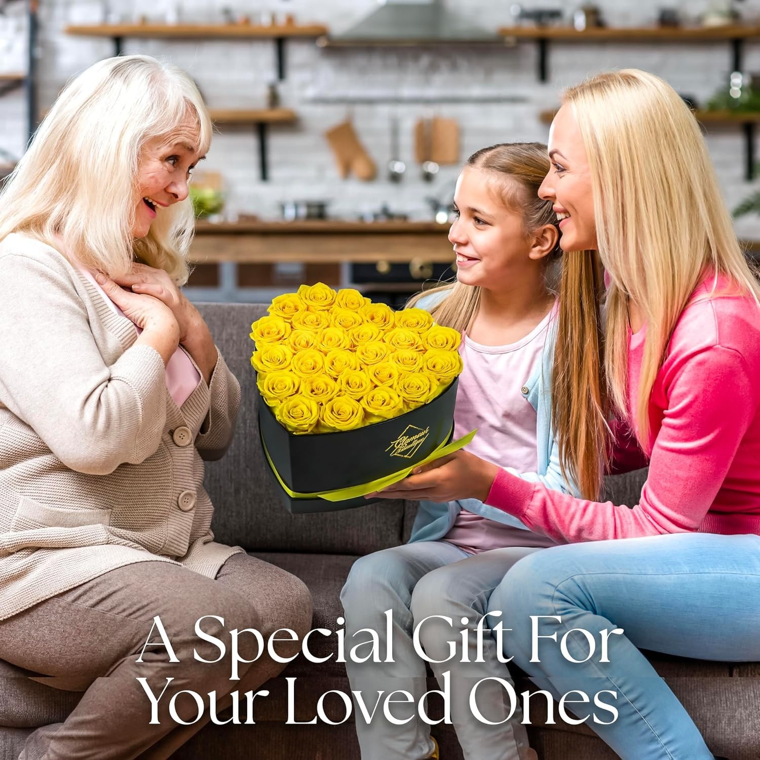 Eternal 27 Yellow Roses Heart Box – Preserved Flowers Gift for Her
