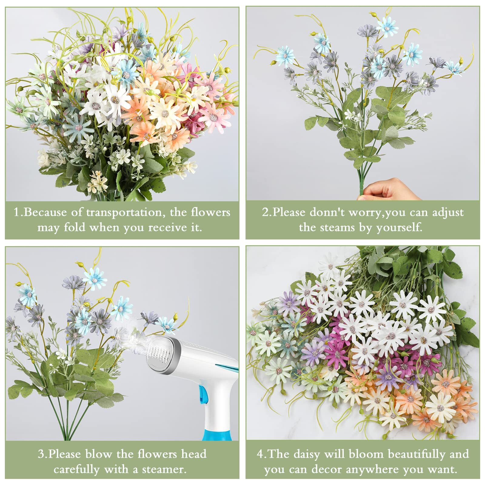 6 Bundles Wildflowers Fake Daisy Outdoor Artificial Flowers UV Resistant Silk…