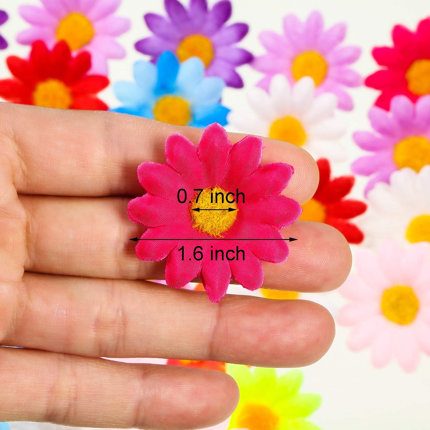 100 Packs Fabric Daisy Flower Easter Decoration Flower Heads Faux Flowers 4 c…