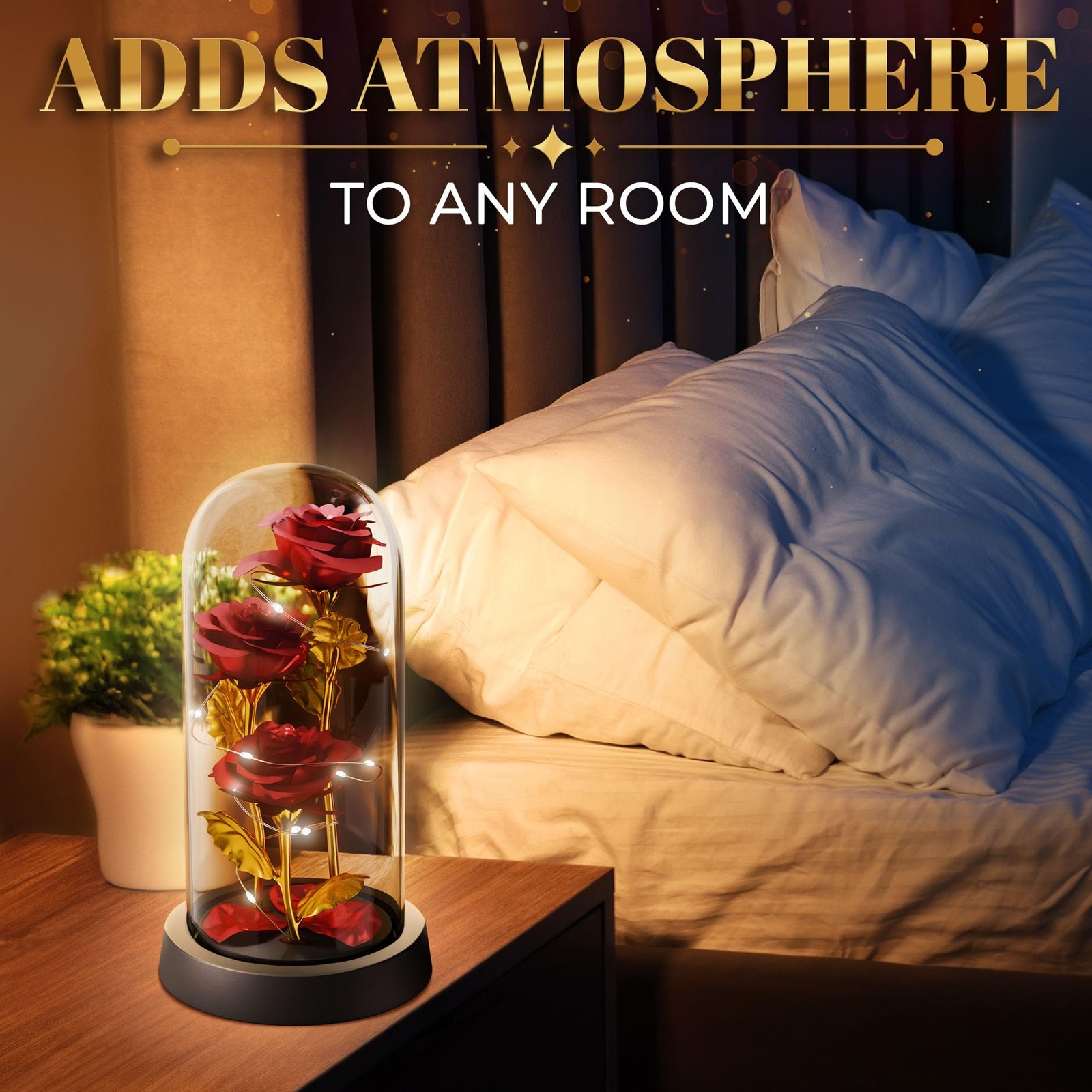 LED Light Up Rose in Glass Dome in Gift Box — Gifts for Mom, Grandma, Wife & …