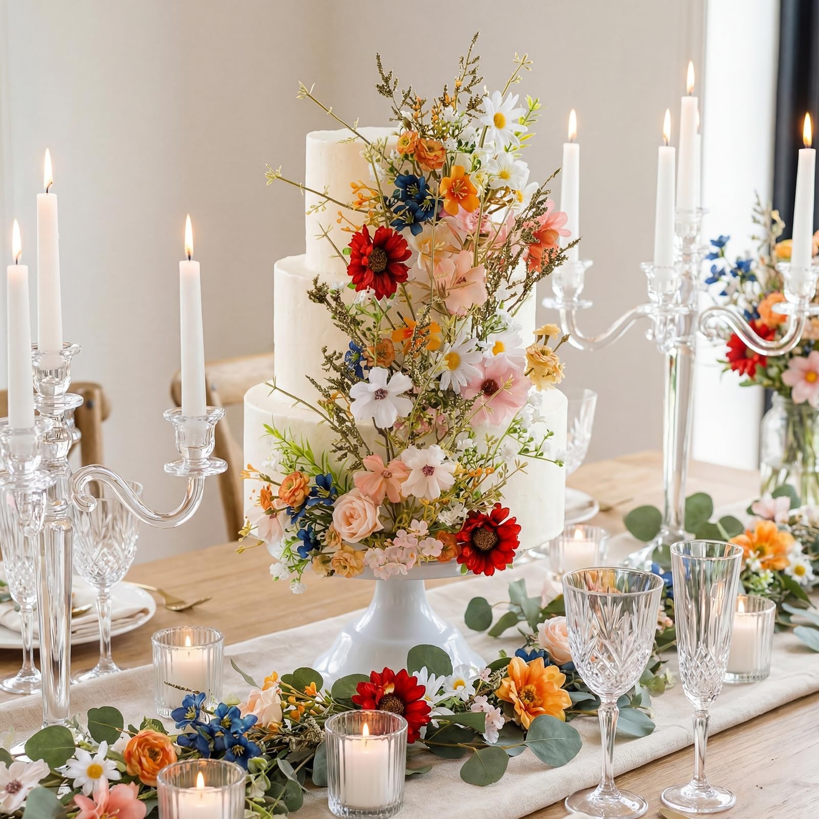 Wildflowers Floral Wedding Cake Flowers Toppers Bridal Baby Shower Decor 1 Set