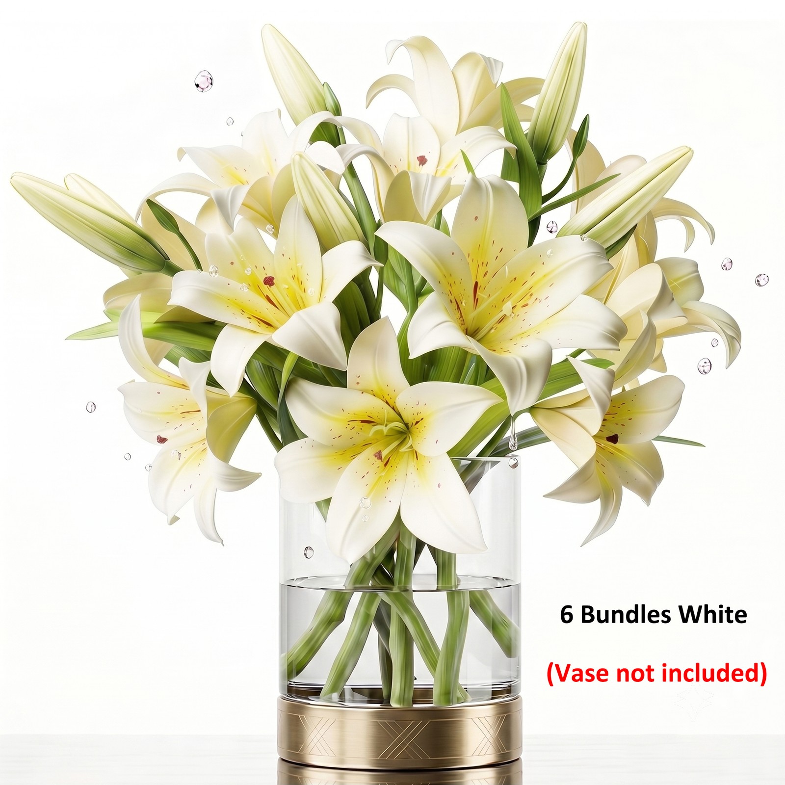 6 Bundles Lily Artificial Flowers Bouquet 13.7″ Long Stems 18 Silk Flowers Heads