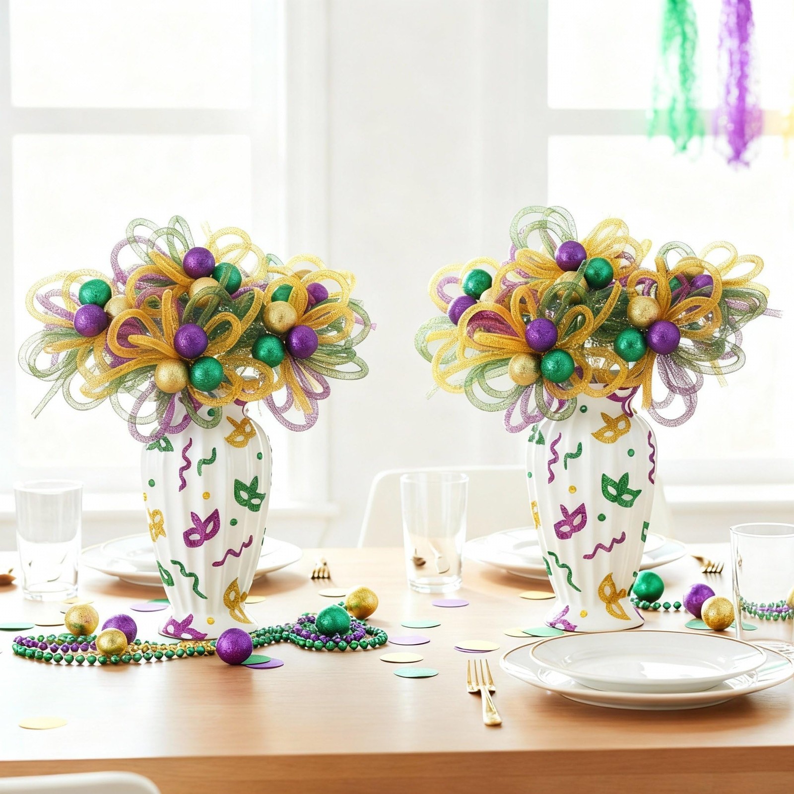 6 Pcs Mardi Gras Picks Decoration 13 Inch Mardi Gras Ornaments Purple Green Gold