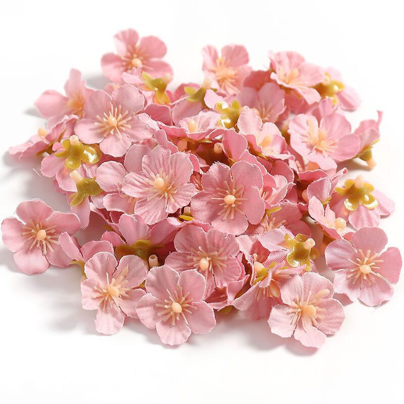 Peach Blossom Petals Artificial Cherry Blossom Flowers Heads for Decor 50Pc