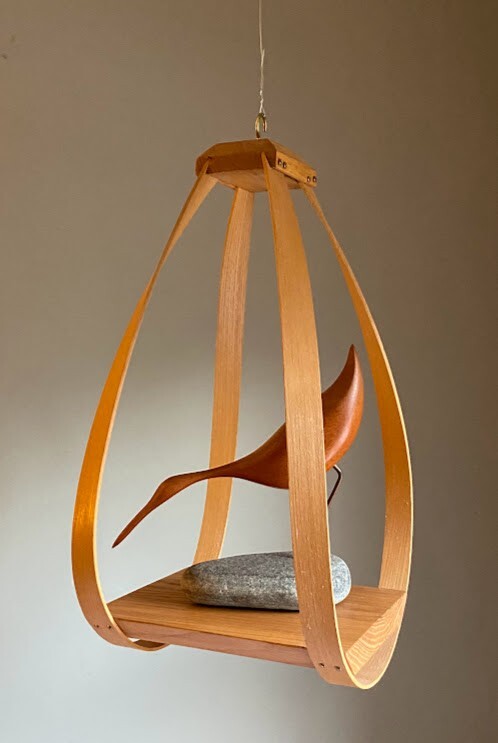 Bentwood Teardrop Hanging Wood Plant Planter Stand Shelf mcm mid century modern 