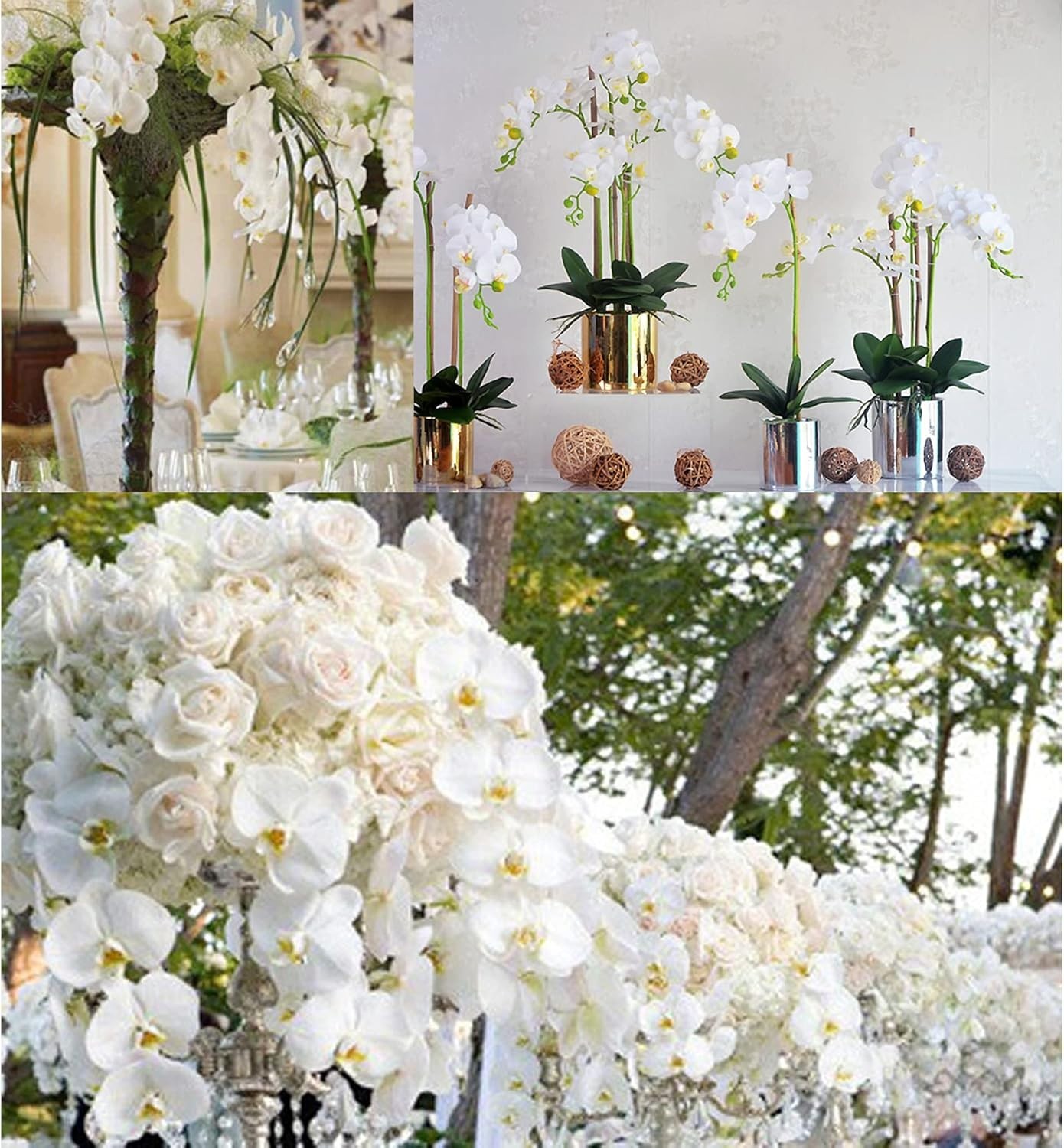 Fagushome 32″ Artificial Phalaenopsis Flowers 6 Pcs Artificial Orchid Flowers St