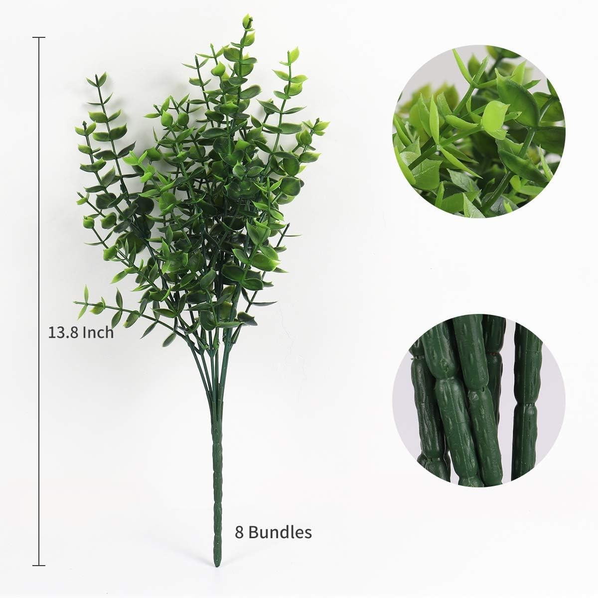 8 Bundles UV Resistant Artificial Eucalyptus – Perfect for Home & Weddings