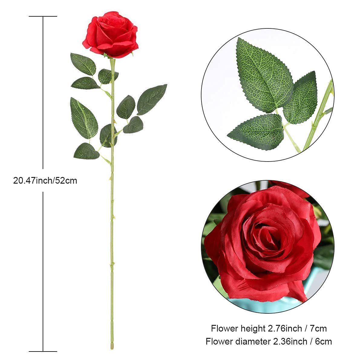 Hawesome 12PCS Artificial Silk Flowers Realistic Roses Bouquet Long Stem for …