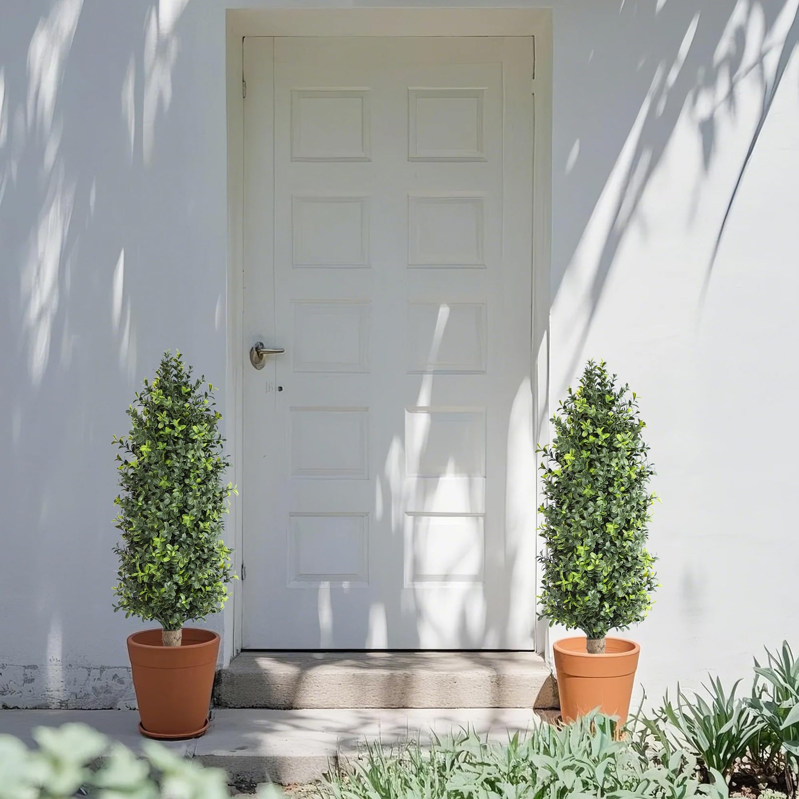 Artificial Topiary Trees with Ground Spike 30 Inch Tall UV Rated Cone Bush Ev…