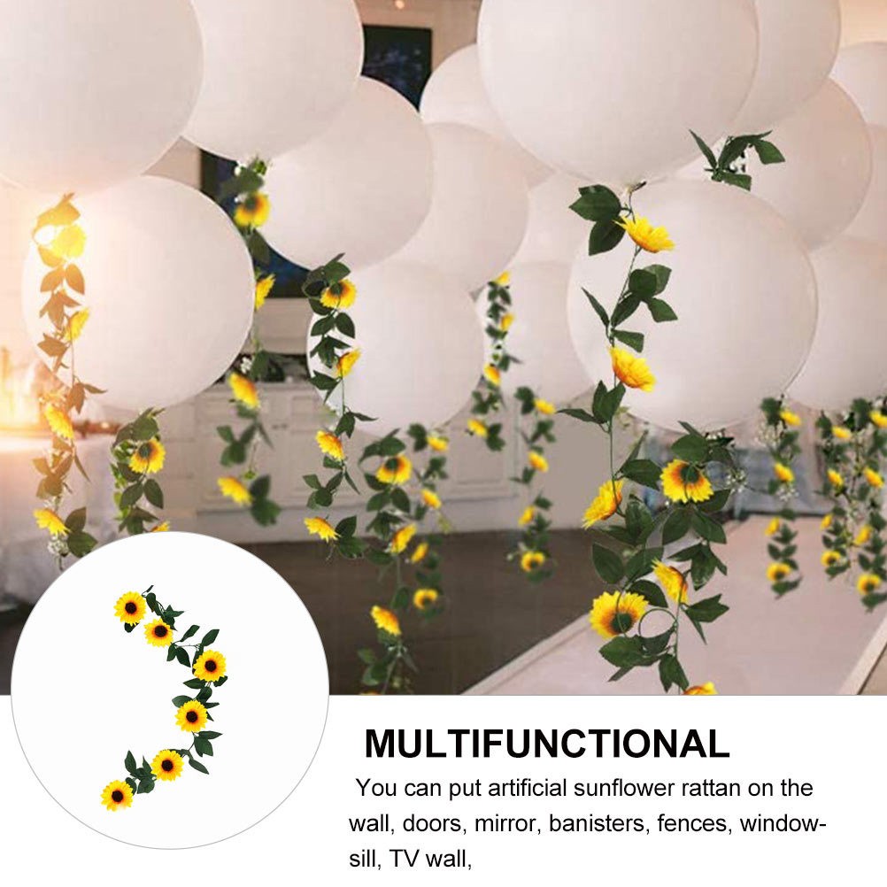 1Pcs Decorative Sunflower Rattan Garland Green Leaf Silk Wedding Party Decor