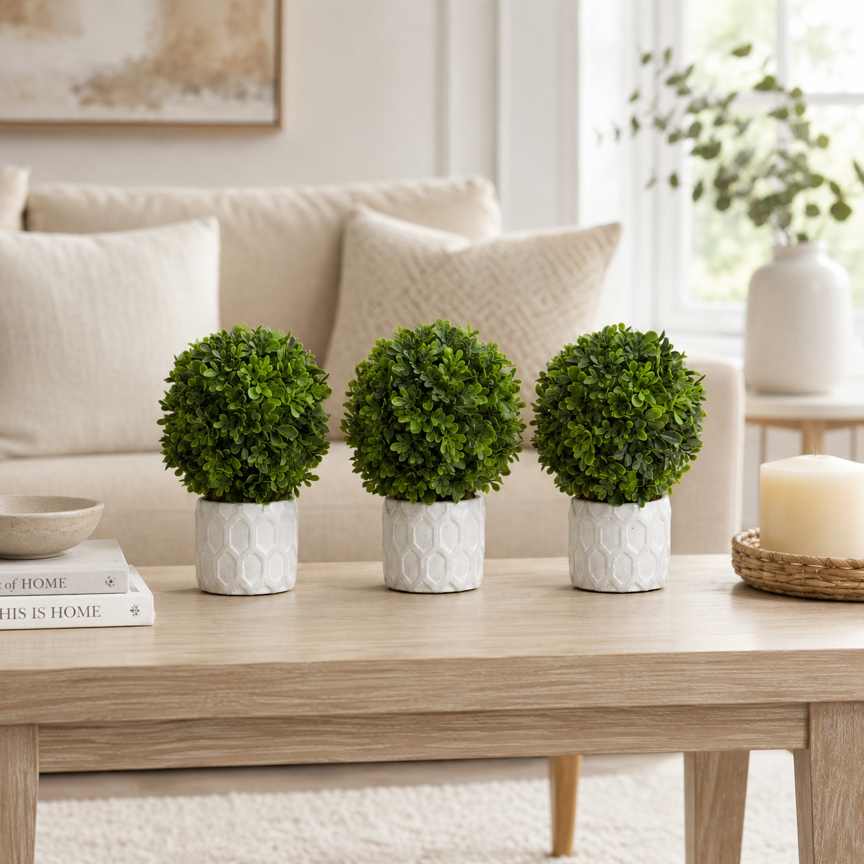 9″ Boxwood Artificial Mini Topiary (Set of 3)