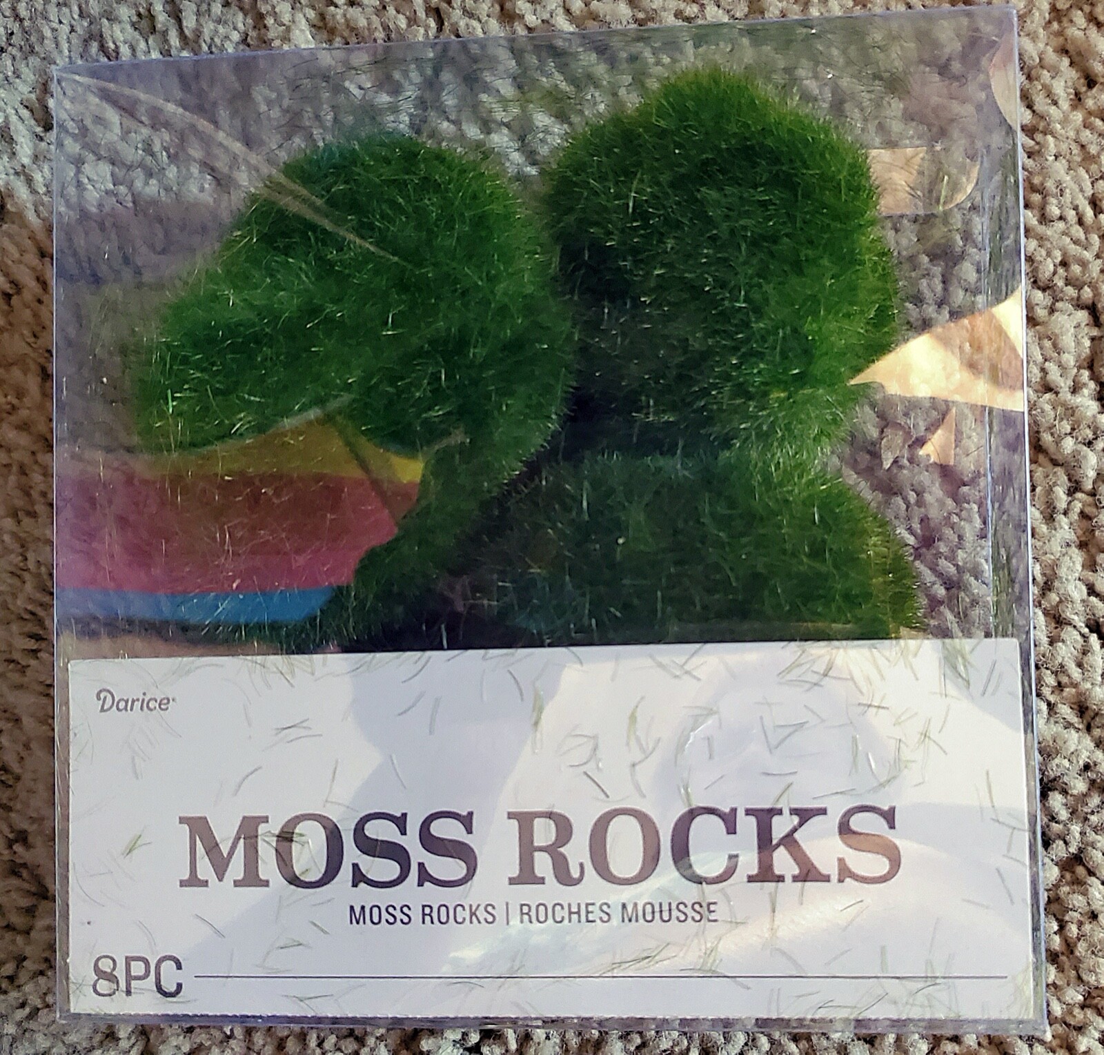 8 pc. Pkg. FAUX MOSS COVERED ROCKS for Landscaping or FAIRY GARDENS by DARICE