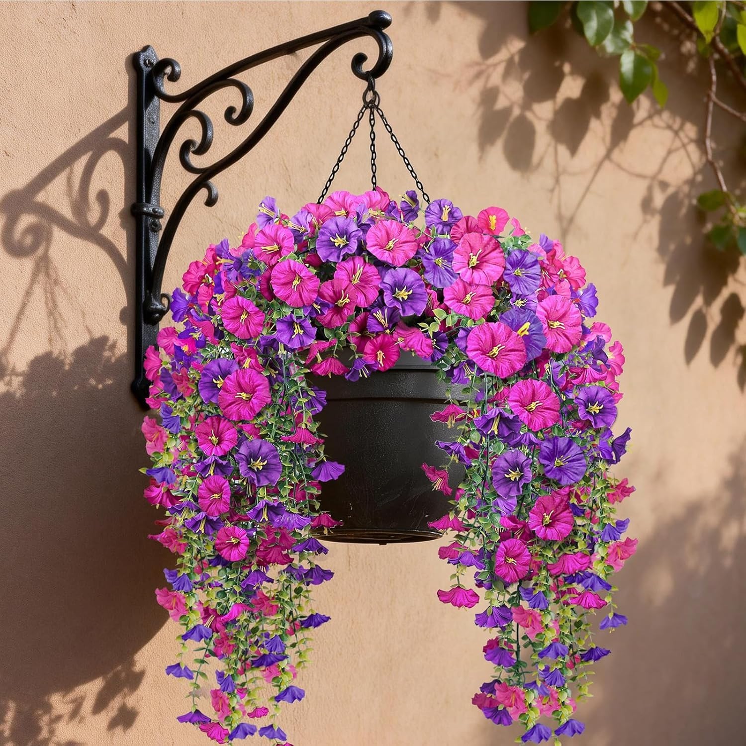 No-Odor Morning Glory Hanging Flowers – Sun-Resistant Faux Silk for All Seasons