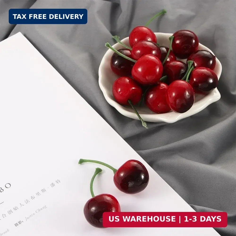 20Pcs Artificial Cherries, Lifelike Cherry Ornament Mini Cherry Model Photograph