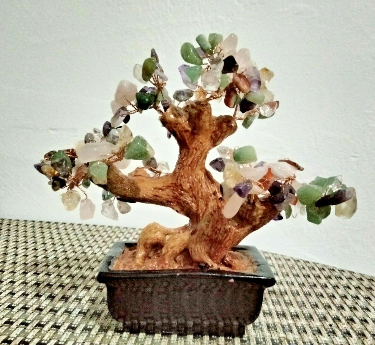 Bonsai Tree Handcrafted Gemstones Artificial Plant