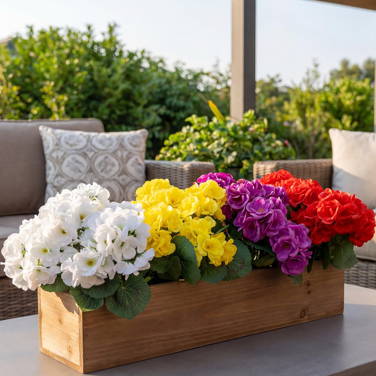 AMORISE12 Pack Artificial Geraniums for Outdoors,UV Resistant Fake Geranium P…